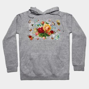 Romantic Roses Butterflies with Victorian Frame Calligraphy Hoodie